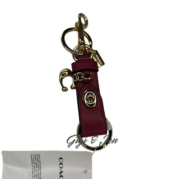 Coach Trigger Snap Bag Charm Refined Leather Key Chain FOB Light Raspberry - Picture 5 of 9